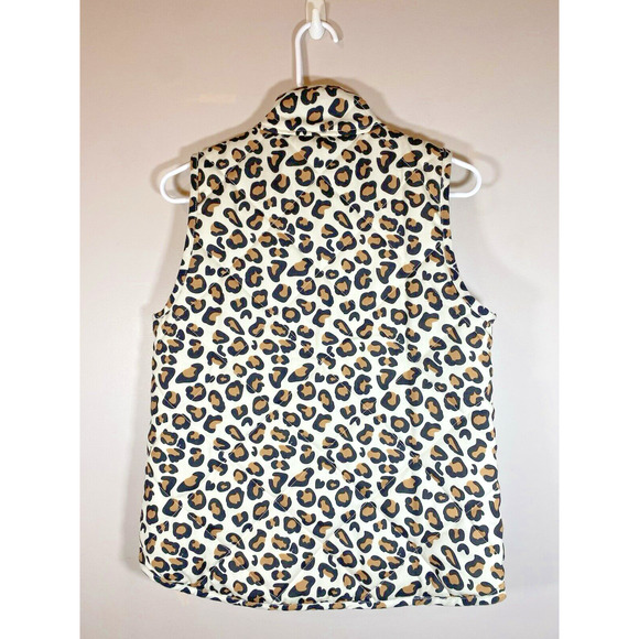 Mud Pie Quilted Vest Womens Leopard Print Puff Full Zip Lined Brodie‎ Vest - Picture 2 of 9